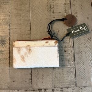 Myra Bag White and Brown Hair-On Leather Pouch